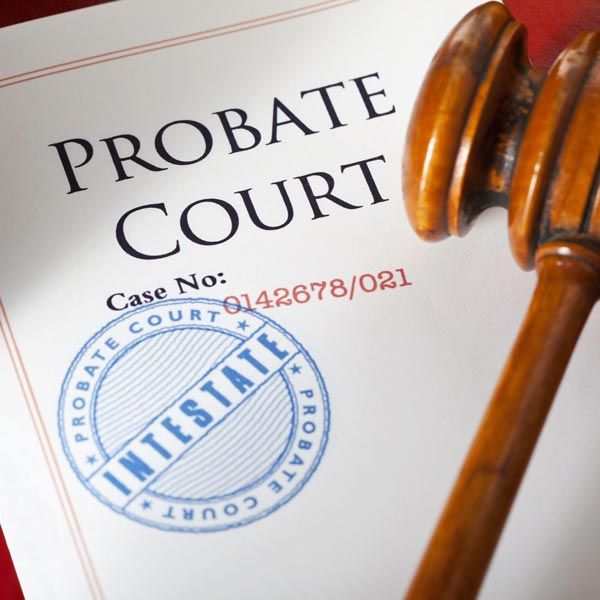 Probate court document and gavel